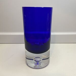 Block Vase San Carlos Crystal Collection Cobalt Blue Cylinder Art Glass 6.25"
